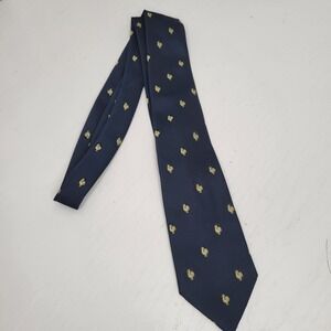 Vintage Creations Paris Rooster Necktie‎ Navy Blue Gold Patterned Mens Tie